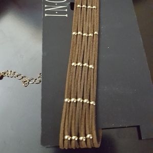 INC brown faux suede choker necklace